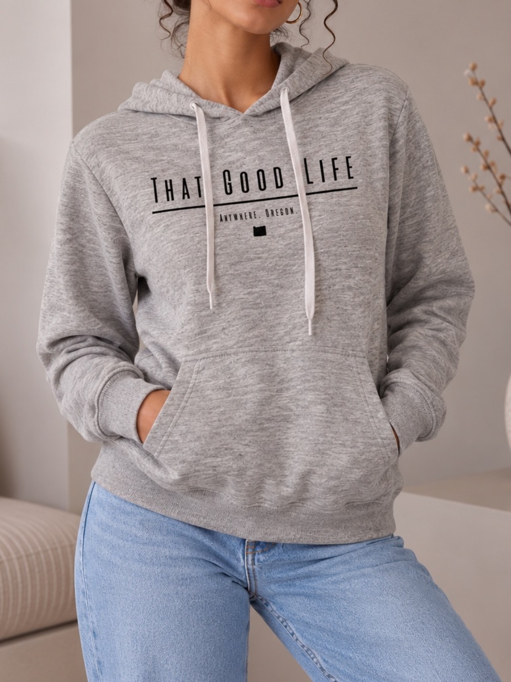 That Good Life Oregon Gray Hoodie Sweatshirt - Women's Pullover